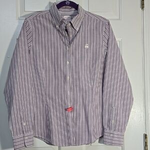 Brooks Brothers Purple and White Womensl Button Down Shirt